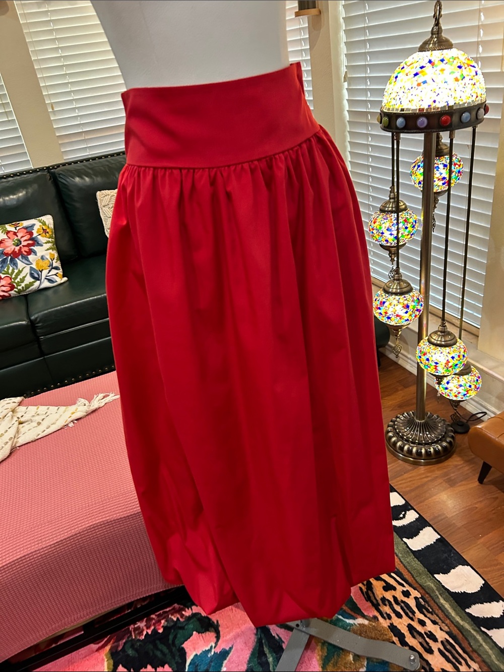 Women's Red Maxi Skirt with High Waist